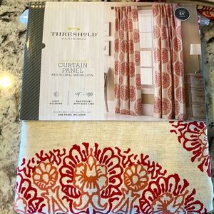 Threshold Curtain Panel in Red Floral Medallion